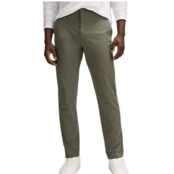 Lululemon Classic Trouser Pants Men Sz 34 Mid Rise Straight Leg Green Preppy - Picture 1 of 16